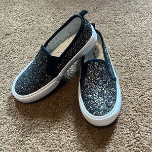 Cat & Jack girls black glitter slip on. Size 1.